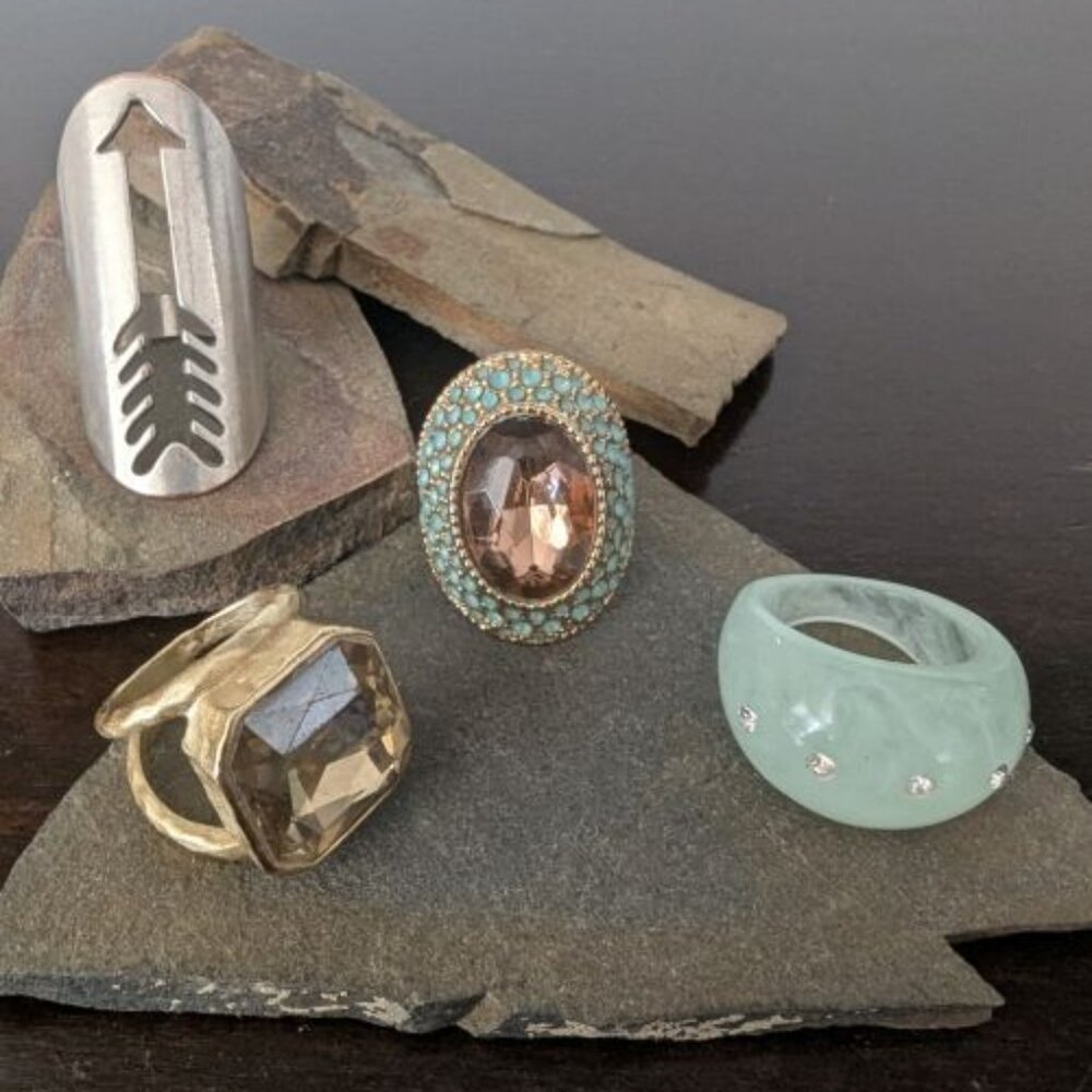 Lot of 4 Costume Jewelry Rings various sizes